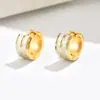 Pendientes Bloque de Color Dorado y Acero Estilo Maillard, Pendientes Doble Capa en Forma de C de Lujo Ligero, Estilo Popular de Celebridad de Internet, Joyería de Diseño Nicho