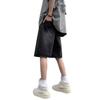 Calça Bermuda Jeans Reta Wide Leg Rasgada Azul Retrô Vibe High Street para Homens e Mulheres Design de Verão Nicho Solta