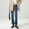 Jeans de Pierna Ancha Pequeña Shanggu para Mujer Estilo Japonés Coreano Transfronterizo Sueltos Chic de Cintura Alta Alargadores Estilizadores Cortos de Moda
