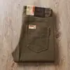 Estación europea otoño e invierno pantalones gruesos de sarga lavada clásico cinco bolsillos para hombre caqui corte business rectos pantalones casuales