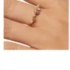 Anel Espanhol PD Transfronteiriço Exquisito Brilhante Sete Diamantes Cor Zircônio Anel Leve Estilo Luxuoso Elegante Dourado Versátil Alto Padrão Anel