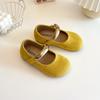 Zapatos de Moda de Cuero Gamuzado para Niñas Estilo Nuevo Primavera y Otoño 2025 Zapatos de Rendimiento Mocasines de Color Sólido Simples de Suela Blanda para Niños
