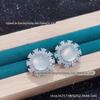 925 agulha de prata incrustada novos brincos de girassol calcedônia branca ágata verde luz luxo jade brincos comparáveis ao jade