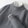 Suéter Casual de Negocios 100% Lana Pura Suéter para Hombre Cuello Medio Alto Medio Cremallera Suéter de Cachemira Cálido Color Sólido Base de Punto