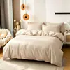 Venda Direta de Fábrica Transfronteiriça Amazon Cor Sólida Escovado Bicolor 90gsm Capa de Edredom Fronha Jogo de Cama de Três Peças