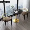 Mesa de reunión redonda y combinación de sillas, área de descanso, recepción y mesa de reuniones, mesa redonda pequeña para balcón de tienda de té de leche, mesa de té de ocio, pequeña