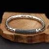 Pulsera de Plata de Ley 925 al por Mayor para Hombres y Mujeres, Tendencia Nacional, Incrustaciones de Piedra de Nicho, Patrón de Serpiente, Plata Tailandesa, Joyería Retro Personalizada