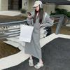 Sudadera con capucha deportiva corta de otoño para niña, abrigo casual versátil, gris, vestido largo de tirantes, conjunto de dos piezas