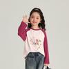 Camiseta Manga Raglan Color Contrastida Manga Longa Desenho Animado Infantil Confortável Fofa Top para Menina Estampa de Estrela Top para Bebê