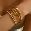 Estilo Old Money Luxo High-End Trevo de Quatro Folhas Zircônia Simples Versátil Pulseira para Meninas Europeia e Americana Mais Vendida Pulseira de Aço Titânio