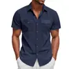 Camiseta de Manga Corta Casual Suelta Ame Kaki de Pana Ropa de Trabajo Peso Pesado para Hombre Verano Americano TK