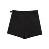 Verão 2025 Novo Estilo Europeu e Americano Moda Versátil Simples Design de Nicho com Cinto Calça Saia de Botão Duplo Saia Curta Feminina