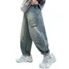 Calças Jeans de Primavera para Meninos 2026 Novo Estilo Coreano Calças Casuais Estilosas para Crianças, Calças Longas Tendência de Outono para Meninos para Uso ao Ar Livre