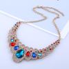Conjunto de brincos e colar com pedras preciosas gota d'água de diamantes europeus e americanos, temperamento fashion, metal, flash