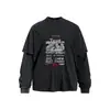 Camiseta de manga larga efecto dos piezas desgastada para hombre, estilo callejero punk con estampados de personajes y letras, cuello redondo, para primavera y otoño INS