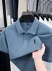 Camisa Polo de Algodão Puro com Logo de Pônei Camiseta Masculina de Manga Curta Verão Gola Bordada Casual Solta Camiseta Top Paul