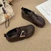 Moda Europea Hebilla de Metal Mocasines Birkenstock para Mujer Otoño Nueva Llegada Retro Maillard Suela Gruesa Aumento Oculto Zapatos Pequeños de Cuero