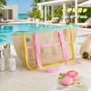 Bolso de malla para natación, bolsa de playa de gran capacidad, bolsa de malla para almacenamiento de artículos de aseo, traje de baño, para viajes, natación, fitness