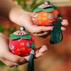 Saquinho do Festival do Barco-Dragão, Produto Artesanal de Caqui, Amuleto da Sorte de Caqui, Saquinho de Presente Repelente de Mosquitos com Vagem de Lótus e Artemísia, Pequeno Ornamento para Pendurar