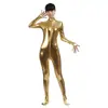 Body de Color Sólido para Mujer con Revestimiento de Goma, Cremallera Frontal, Sin Cabeza, Cuello Alto Pequeño, Ropa para Actuaciones en Escenario, Ropa de Performance Zentai