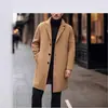 2026 Abrigo de Lana Casual para Hombre Estilo Coreano Ajuste Delgado Longitud Media Color Sólido Tejido de Lana Chaqueta Cortavientos