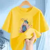 2455 # Camiseta de Manga Corta de Algodón Puro para Niñas Verano 2025 Nuevo Estilo Tops para Niñas Estilo Caliente de Verano Mangas Medias