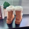 Nuevas Botas de Nieve con Hebilla de Cuerno de Invierno 2025 para Mujer, Botines Cálidos de Ante con Suela Gruesa para Aumentar la Altura, Zapatos de Algodón Engrosados