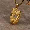 Joias masculinas em aço inoxidável Comércio exterior transfronteiriço europeu e americano estilo hip hop retrô padrão de árvore pingente de caveira colar vendas diretas