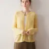 Cárdigan de Punto 100% Cachemira Pura Otoño Invierno Manga Larga para Mujer Cuello Redondo Suéter de Moda
