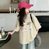 Camiseta de Algodão Manga Curta para Meninas Verão Novo Estilo Moda Coreana Camiseta de Manga Meia para Meninas e Crianças Maiores Tops de Verão