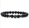 Venta caliente transfronteriza Europa y Estados Unidos 8mm piedra volcánica natural esmerilada ojo de tigre lapislázuli cuentas para hombres y mujeres pulsera de mano al por mayor