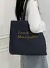 Bolsas Outono/Inverno 2025 Coreanas de Nicho Estudante Grande Capacidade Tote Ombro Bordado Jeans Lona