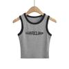 Chaleco deportivo pequeño informal sin mangas con cuello redondo y letras a juego para mujer, estilo europeo y americano, de primavera