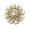 Botones de metal para abrigos de mujer, trajes, faldas, suéteres, con forma de flor, de flor blanca con incrustaciones de diamantes, pintados al óleo
