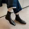 Botines estilizados de estilo francés con lazo suave 2026 invierno, tacón bajo grueso, punta cuadrada elegante, versátiles y estilizados para mujer, talla 42 talla grande