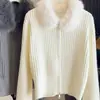 Colección nueva 2026: abrigo tipo suéter para mujer con ribete de piel sintética y doble cremallera, con un estilo chic y relajado, perfecto para otoño e invierno, y diseñado para ser versátil y favorecedor