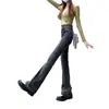 Jeans de tiro alto, ligeramente acampanados, en color negro y gris para mujer, nueva colección primavera 2026, pantalones bootcut adelgazantes, elegantes y elásticos
