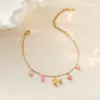 Pulseira de Aço Inoxidável Rosa com Concha Estilo Oceano Transfronteiriça Europeia e Americana para Mulheres, Joia de Design de Nicho Estilo Feriado Atacado