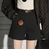 Shorts de Lã Moda Cintura Alta Evasê Emagrecedor para Mulheres 2025 Inverno Novo Casaco Casual Shorts para Bota Grossos Calças Wide-Leg