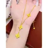 Joyería de Oro Arena Cnc Escama de Pescado Collar Colgante Trébol de Cuatro Hojas Retención de Color Duradera Pulsera para Mujer, Cadena de Clavícula de Lujo Ligero de Alta Gama