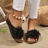 Nuevas Chanclas de Plataforma con Cuña de Tela Floral de Comercio Exterior para Mujer Sandalias Gruesas para Playa al Aire Libre Transfronterizas wish