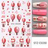 BELLEZA COMPLETA Nueva pegatina de arte de uñas de gato KT para el Día de San Valentín Mezcla de pegatinas adhesivas rojas para uñas con parte trasera caliente