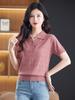 Polo de verano de alta calidad para mujer de mediana edad, nuevo suéter de lyocell de tencel estilo chino para madre, fresco y transpirable.