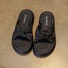 Pantuflas de Plataforma Gruesa de Celebridad de Internet para Mujer 2025 Verano Nuevo Estilo Coreano Estilo Hada Plataforma Plana Tacón Medio Sandalias de Moda para Exterior para Mujer