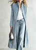 Abrigo largo de terciopelo dorado con cuello alto para mujer transfronterizo, prenda exterior ajustada estilo europeo y americano, cárdigan largo tipo gabardina para otoño e invierno, exportación