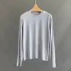 Camiseta de Mujer BORBOTIE 2026 Primavera y Otoño Nueva LP Clásica Mezcla de Cachemir y Seda Top de Cuello Redondo