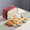 Juego de té Kung Fu portátil para viaje, traje, tetera mini simple, regalo de mano para bienes raíces de negocios, LOGOTIPO