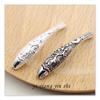 Joyería de plata S925, accesorios de plata tailandesa al por mayor, pulsera de pez con patrón retro de estilo étnico hecha a mano