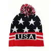 Sombrero de Punto Jacquard con Bandera Americana de Otoño e Invierno Transfronterizo de Amazon Sombrero de Lana Cálido para Exteriores