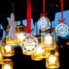 Enfeites de Natal Pendentes Transparentes Redondos de Acrílico com Furos DIY Árvore de Natal Festa Pendentes Suprimentos